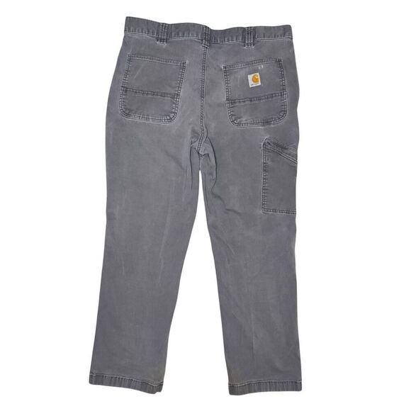 Carhartt Men’s 36x30 Relaxed Fit Gray Carpenter Pants Distressed Workwear - Picture 6 of 7